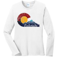 Colorado Flag Themed Mountain Scenery Colorado Ladies Long Sleeve Shirt