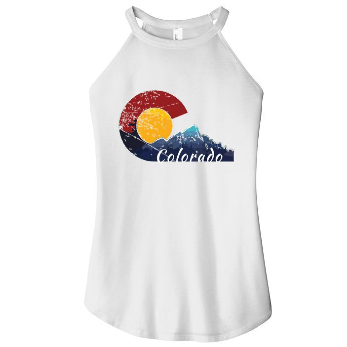 Colorado Flag Themed Mountain Scenery Colorado Women's Perfect Tri Rocker Tank