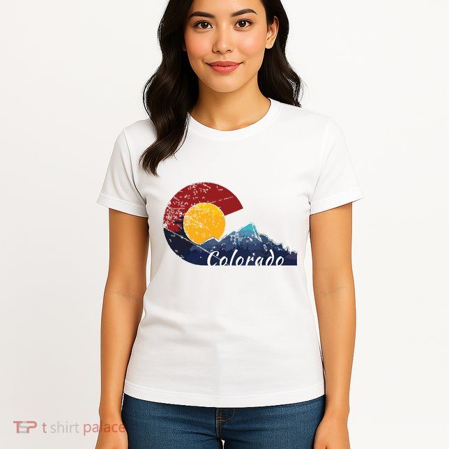 Colorado Flag Themed Mountain Scenery Colorado Womens T-Shirt