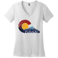 Colorado Flag Themed Mountain Scenery Colorado Women's V-Neck T-Shirt