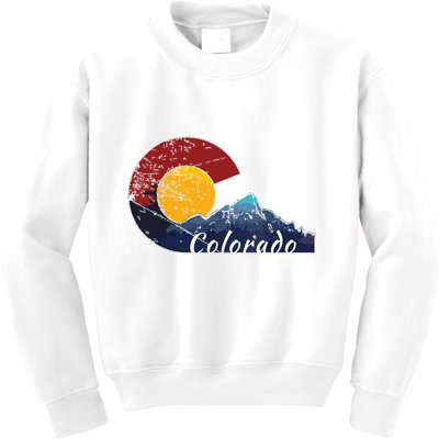 Colorado Flag Themed Mountain Scenery Colorado Kids Sweatshirt