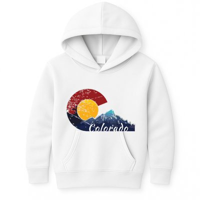 Colorado Flag Themed Mountain Scenery Colorado Kids Hoodie
