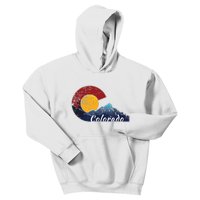 Colorado Flag Themed Mountain Scenery Colorado Kids Hoodie