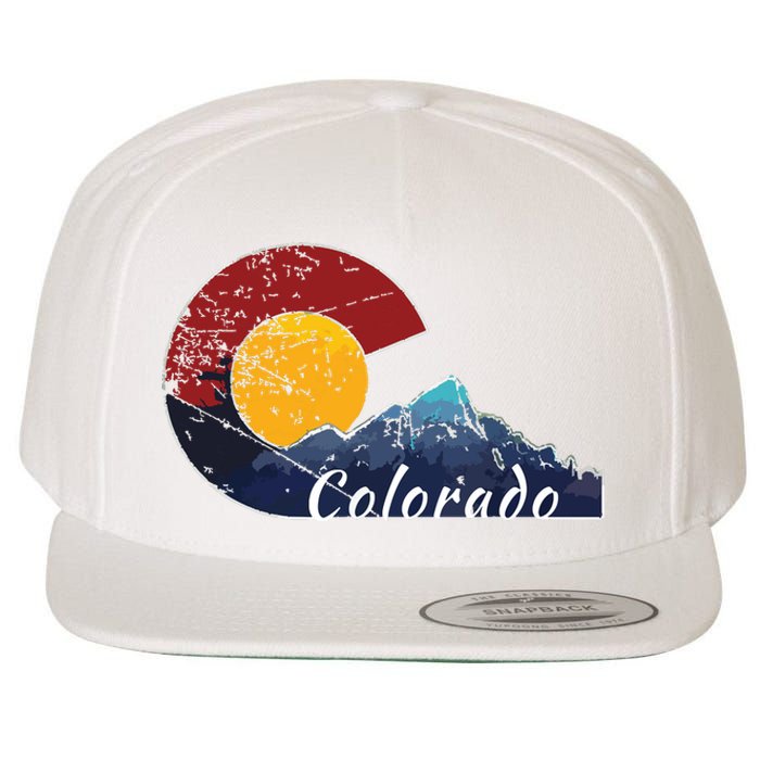 Colorado Flag Themed Mountain Scenery Colorado Wool Snapback Cap