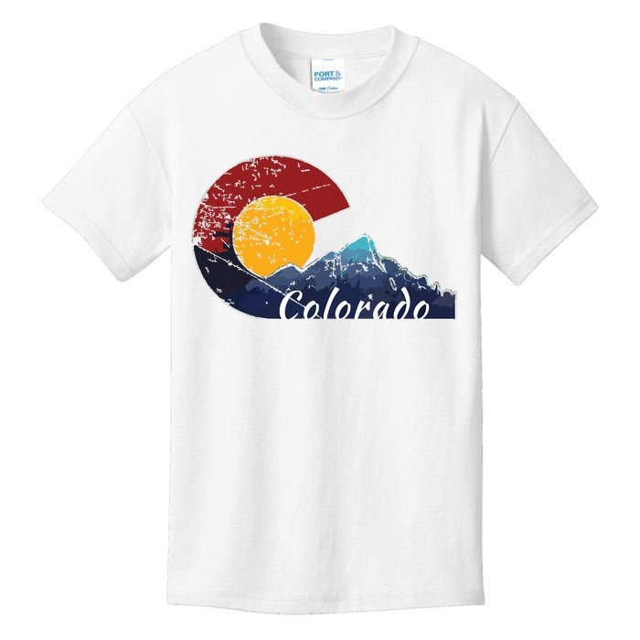 Colorado Flag Themed Mountain Scenery Colorado Kids T-Shirt