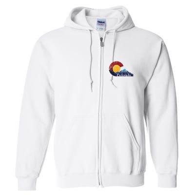 Colorado Flag Themed Mountain Scenery Colorado Full Zip Hoodie