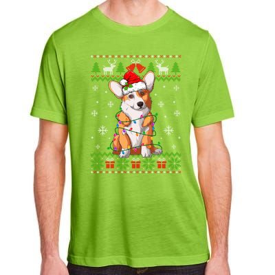 Cute Funny Ugly Christmas Corgi Dog Xmas Lights Gift Adult ChromaSoft Performance T-Shirt