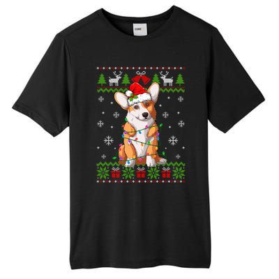 Cute Funny Ugly Christmas Corgi Dog Xmas Lights Gift Tall Fusion ChromaSoft Performance T-Shirt