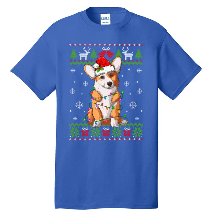 Cute Funny Ugly Christmas Corgi Dog Xmas Lights Gift Tall T-Shirt