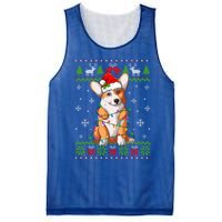 Cute Funny Ugly Christmas Corgi Dog Xmas Lights Gift Mesh Reversible Basketball Jersey Tank