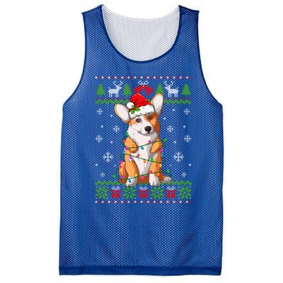 Cute Funny Ugly Christmas Corgi Dog Xmas Lights Gift Mesh Reversible Basketball Jersey Tank