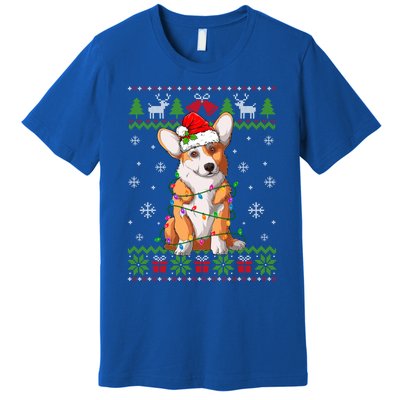 Cute Funny Ugly Christmas Corgi Dog Xmas Lights Gift Premium T-Shirt