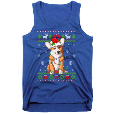 Cute Funny Ugly Christmas Corgi Dog Xmas Lights Gift Tank Top