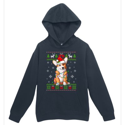 Cute Funny Ugly Christmas Corgi Dog Xmas Lights Gift Urban Pullover Hoodie