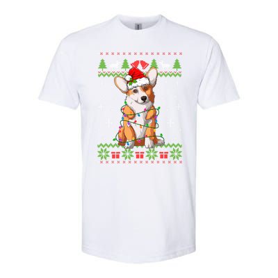 Cute Funny Ugly Christmas Corgi Dog Xmas Lights Gift Softstyle CVC T-Shirt