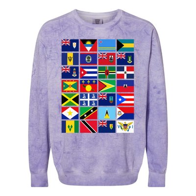 Caribbean Flags Unity Pride Souvenir Geography Gift Colorblast Crewneck Sweatshirt