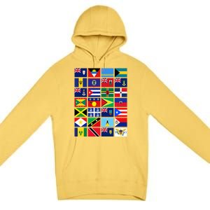 Caribbean Flags Unity Pride Souvenir Geography Gift Premium Pullover Hoodie