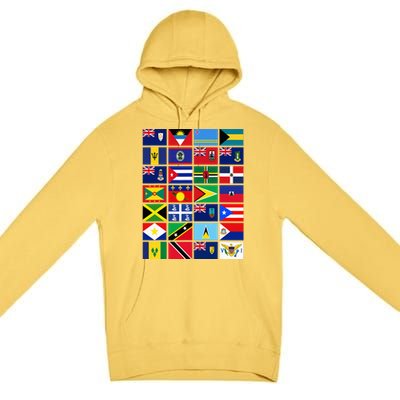 Caribbean Flags Unity Pride Souvenir Geography Gift Premium Pullover Hoodie