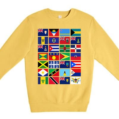 Caribbean Flags Unity Pride Souvenir Geography Gift Premium Crewneck Sweatshirt