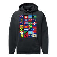 Caribbean Flags Unity Pride Souvenir Geography Gift Performance Fleece Hoodie