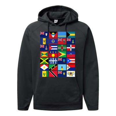 Caribbean Flags Unity Pride Souvenir Geography Gift Performance Fleece Hoodie