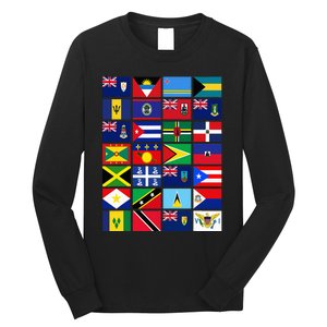 Caribbean Flags Unity Pride Souvenir Geography Gift Long Sleeve Shirt