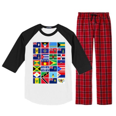 Caribbean Flags Unity Pride Souvenir Geography Gift Raglan Sleeve Pajama Set