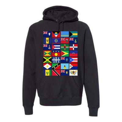 Caribbean Flags Unity Pride Souvenir Geography Gift Premium Hoodie