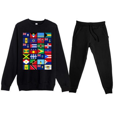 Caribbean Flags Unity Pride Souvenir Geography Gift Premium Crewneck Sweatsuit Set