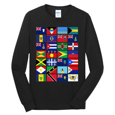 Caribbean Flags Unity Pride Souvenir Geography Gift Tall Long Sleeve T-Shirt