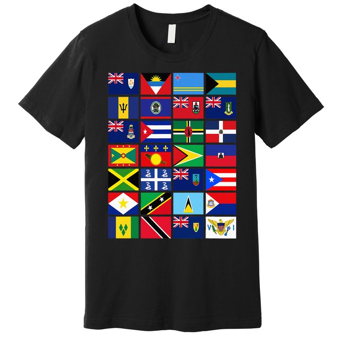 Caribbean Flags Unity Pride Souvenir Geography Gift Premium T-Shirt