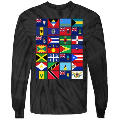 Caribbean Flags Unity Pride Souvenir Geography Gift Tie-Dye Long Sleeve Shirt