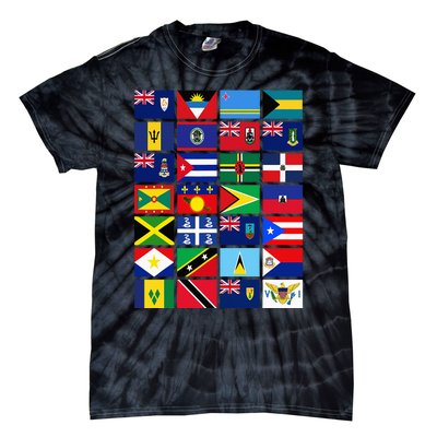 Caribbean Flags Unity Pride Souvenir Geography Gift Tie-Dye T-Shirt