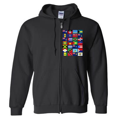 Caribbean Flags Unity Pride Souvenir Geography Gift Full Zip Hoodie