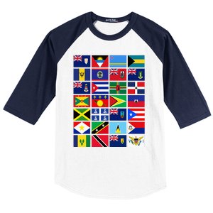 Caribbean Flags Unity Pride Souvenir Geography Gift Baseball Sleeve Shirt