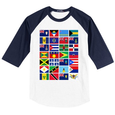 Caribbean Flags Unity Pride Souvenir Geography Gift Baseball Sleeve Shirt