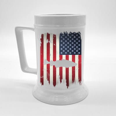 Cod Fish Usa American Flag 4th Of July Patriotic Fishing Funny Gift Beer Stein