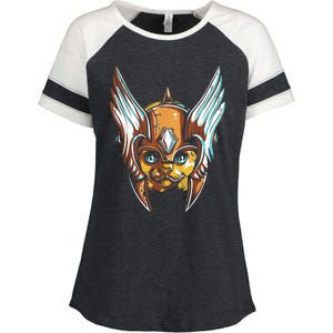 Cute Funny & Unique Cat & Viking Lover & Gift Enza Ladies Jersey Colorblock Tee