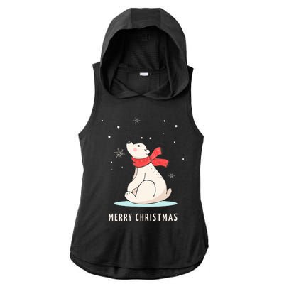 Cute Funny & Unique Christmas Polar Bear & Snow Gift Ladies PosiCharge Tri-Blend Wicking Draft Hoodie Tank