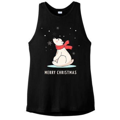 Cute Funny & Unique Christmas Polar Bear & Snow Gift Ladies PosiCharge Tri-Blend Wicking Tank