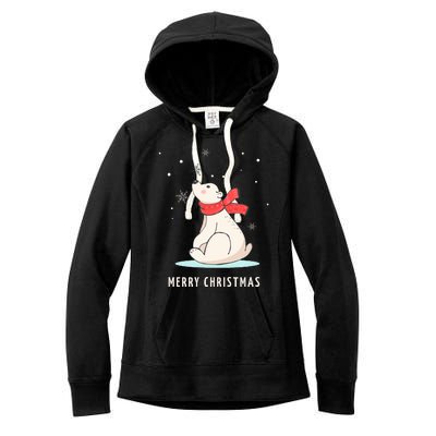 Cute Funny & Unique Christmas Polar Bear & Snow Gift Women's Fleece Hoodie