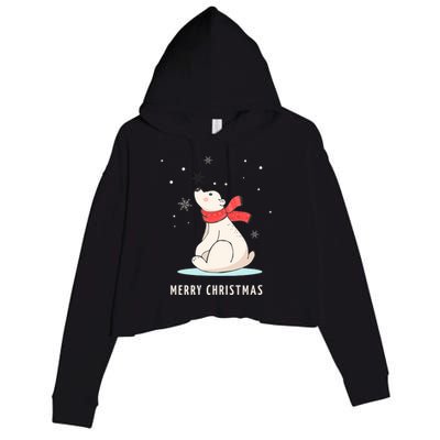 Cute Funny & Unique Christmas Polar Bear & Snow Gift Crop Fleece Hoodie