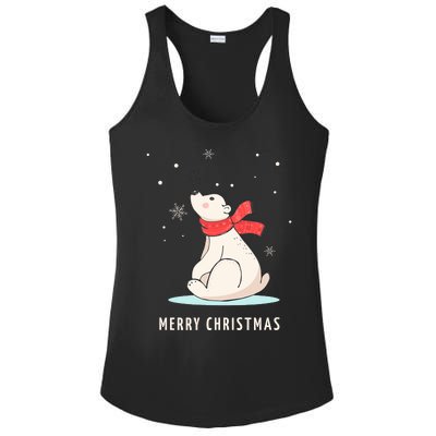 Cute Funny & Unique Christmas Polar Bear & Snow Gift Ladies PosiCharge Competitor Racerback Tank