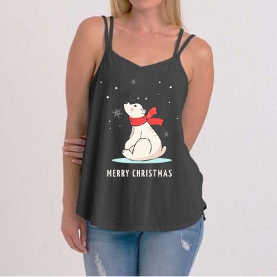 Cute Funny & Unique Christmas Polar Bear & Snow Gift Women's Strappy Tank