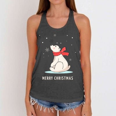 Cute Funny & Unique Christmas Polar Bear & Snow Gift Women's Knotted Racerback Tank