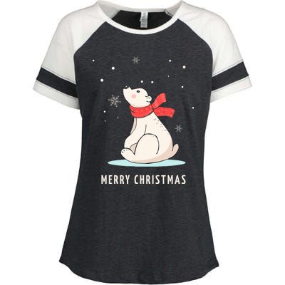 Cute Funny & Unique Christmas Polar Bear & Snow Gift Enza Ladies Jersey Colorblock Tee