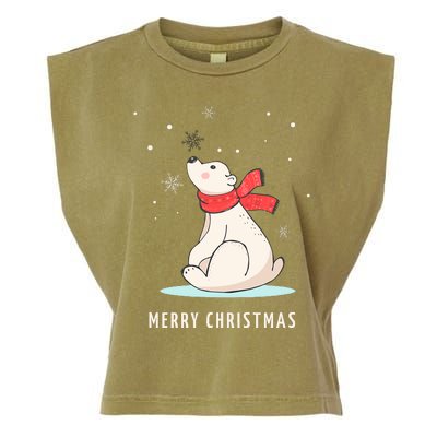 Cute Funny & Unique Christmas Polar Bear & Snow Gift Garment-Dyed Women's Muscle Tee