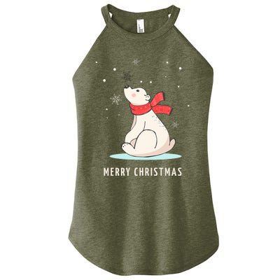 Cute Funny & Unique Christmas Polar Bear & Snow Gift Women's Perfect Tri Rocker Tank