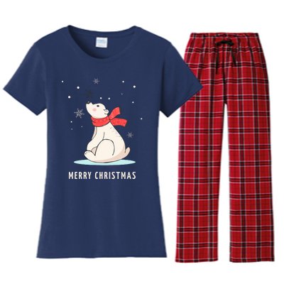 Cute Funny & Unique Christmas Polar Bear & Snow Gift Women's Flannel Pajama Set