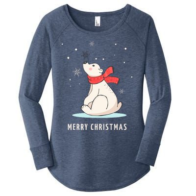 Cute Funny & Unique Christmas Polar Bear & Snow Gift Women's Perfect Tri Tunic Long Sleeve Shirt